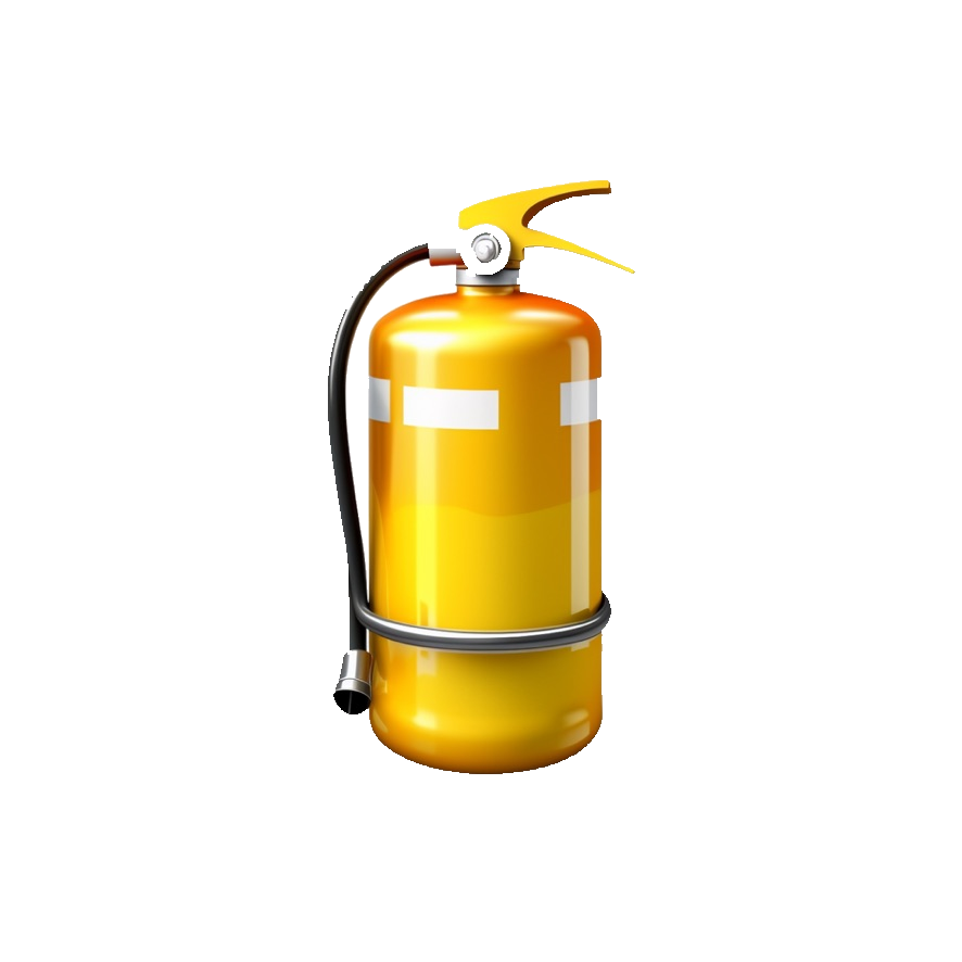 Freigestellter gelber Feuerlöscher aus der Ich-und-mein-Crohn-Bildwelt